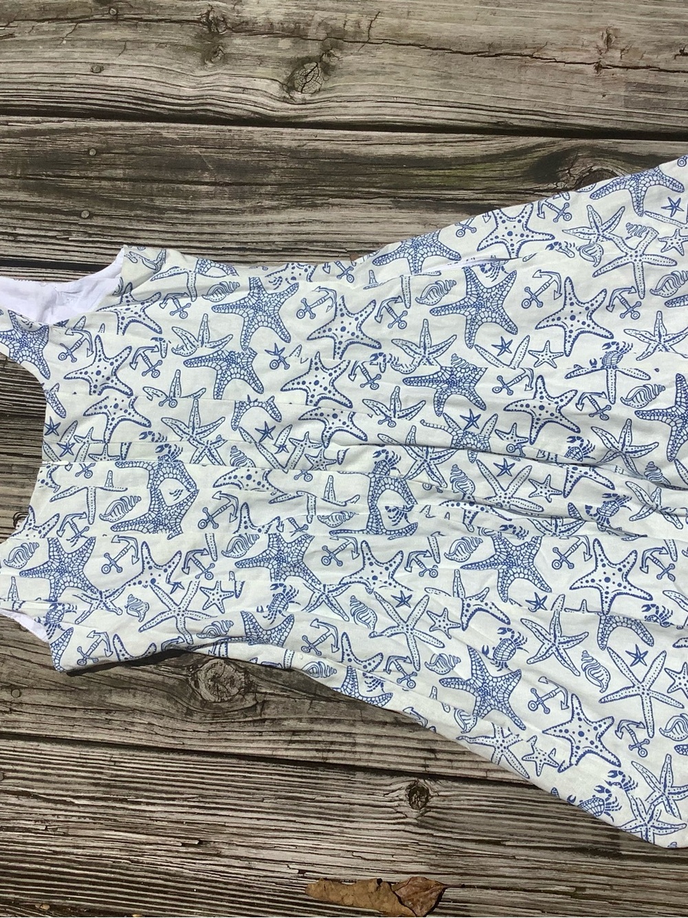 Avec Les Filles Linen Blend Fit Flare Nautical Starfish Anchor Dress Size 12 NWT - Picture 6 of 7